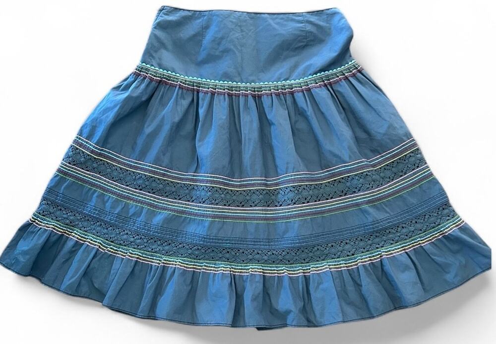 Vintage Tommy Jeans Boho Prairie Skirt 🌾 Y2K Era • Tiered Lace Detail